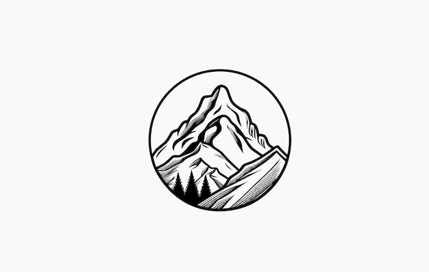 Mountain line art vector drawing mountain logo graphic illustration