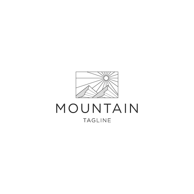 Mountain line logo icon design template flat vector