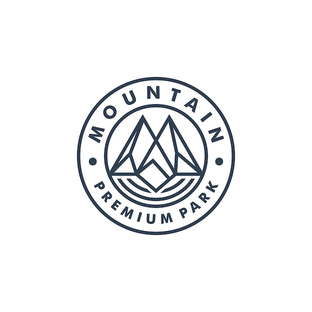 Mountain linear logo design vector