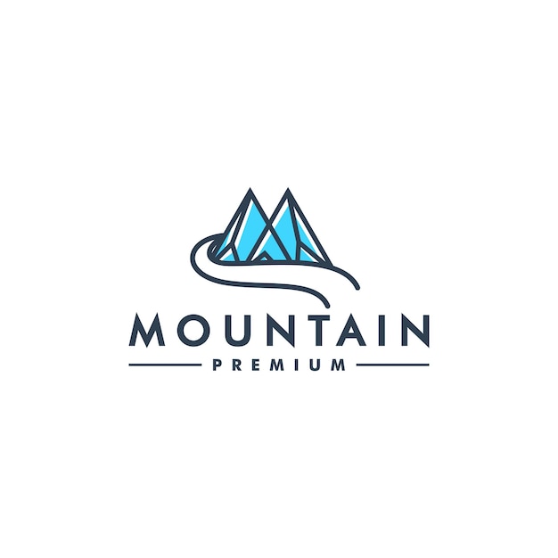 Vettore di progettazione del logo lineare di montagna
