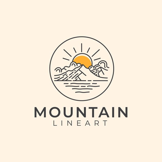 Mountain lineart logo sjabloon