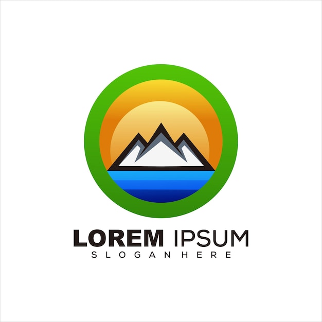 mountain logo colorful gradien icon design vector