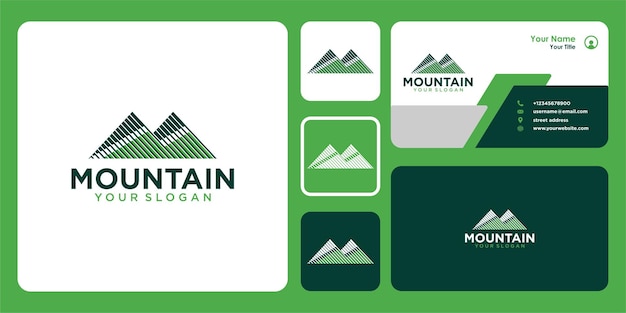 Горный дизайн логотипа и визитная карточка