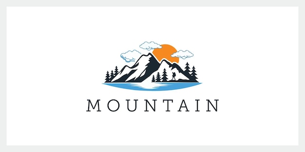 山のロゴのデザインのインスピレーションベクトルアイコンプレミアムベクトル