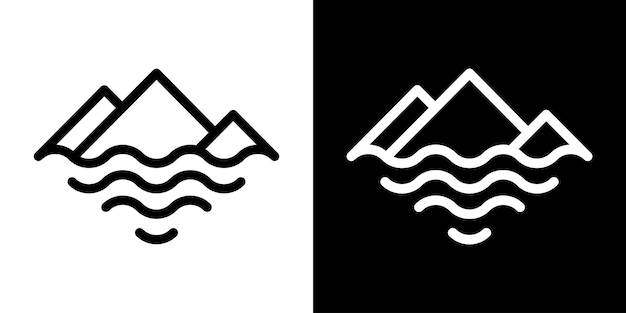 山のロゴ デザイン ライン アイコン ベクトル図