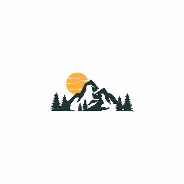 山のロゴデザイン、山の景色