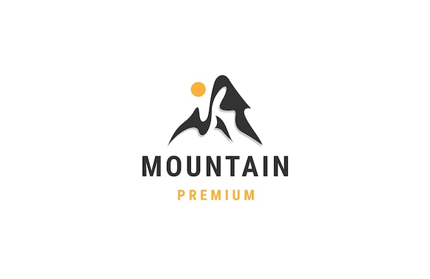 Vettore piatto del modello di progettazione del logo della montagna