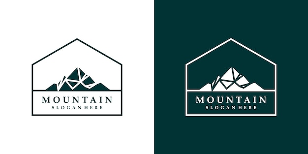 Modello di progettazione del logo di montagna vettore premium