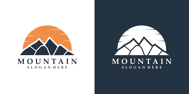 Vettore modello di progettazione del logo di montagna