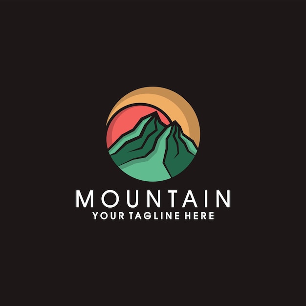 Modello di progettazione di logo di montagna