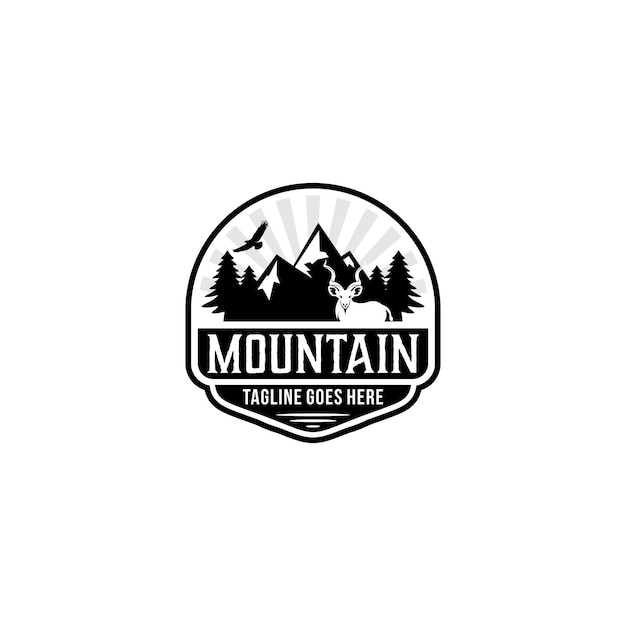山のロゴのデザインベクトルイラストアウトドアアドベンチャー