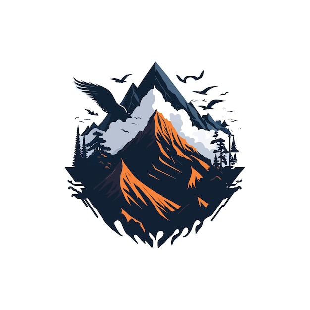 Вектор Векторная иллюстрация дизайна логотипа горы