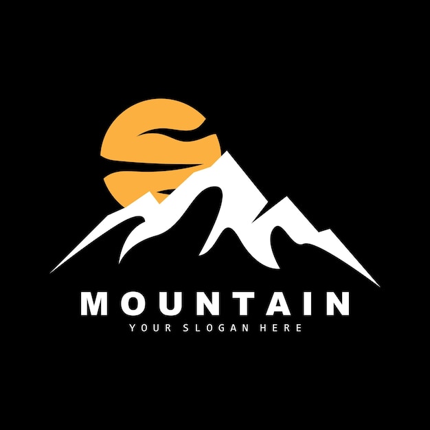 Mountain Logo Design Vector plaats voor natuurliefhebbers wandelaar