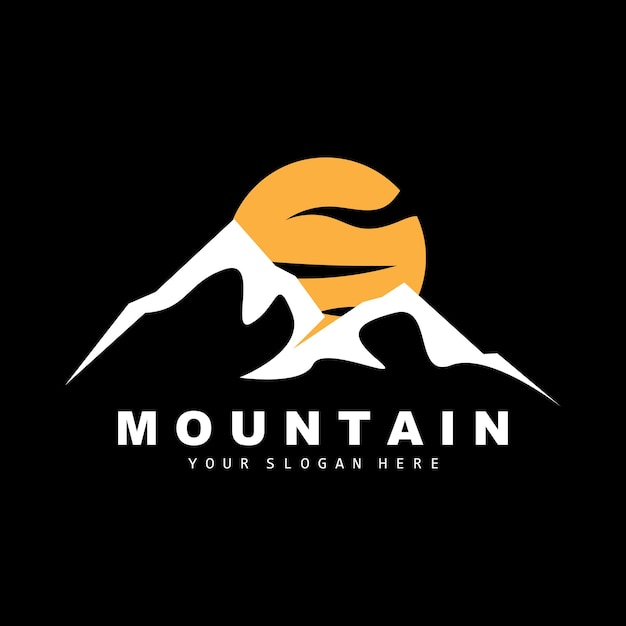 Mountain Logo Design Vector plaats voor natuurliefhebbers wandelaar