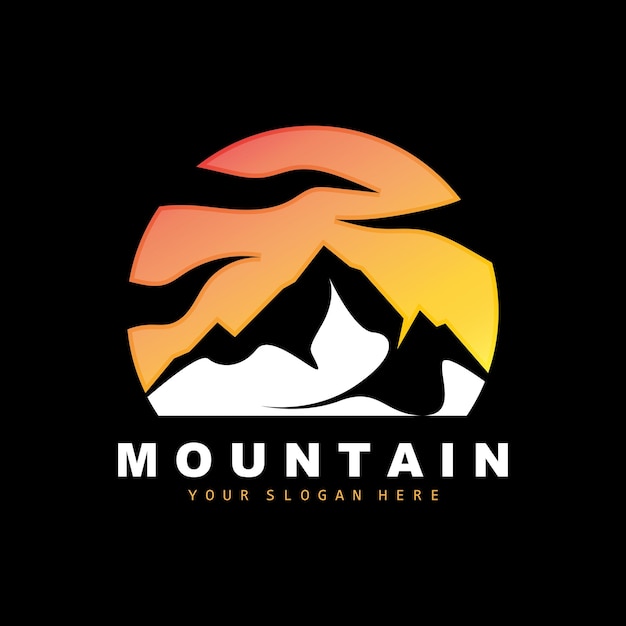 Mountain Logo Design Vector plaats voor natuurliefhebbers wandelaar