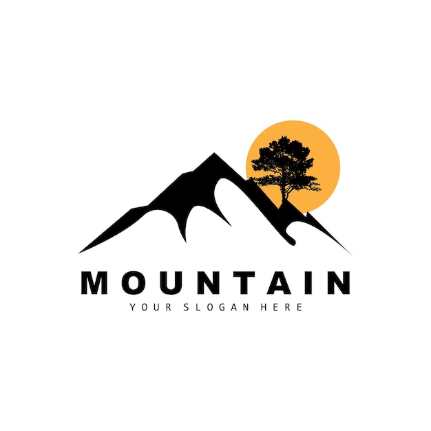 Mountain Logo Design Vector plaats voor natuurliefhebbers wandelaar