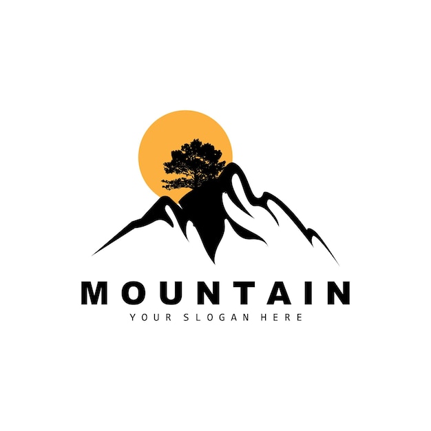 Mountain Logo Design Vector plaats voor natuurliefhebbers wandelaar