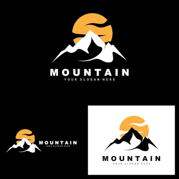 Mountain logo design vector plaats voor natuurliefhebbers wandelaar