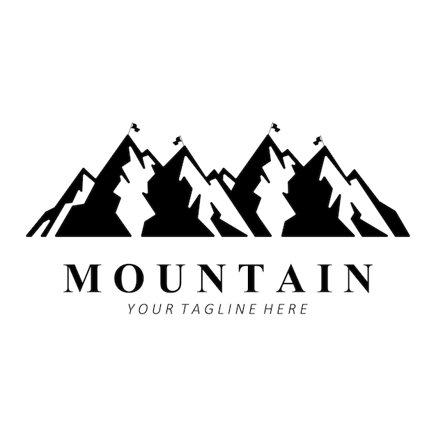 Вектор дизайна горного логотипа для любителей природы Hiker