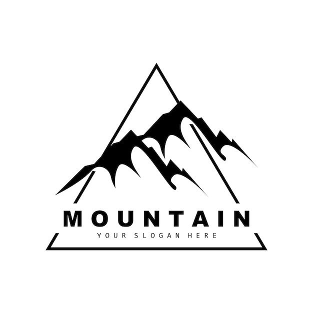 Vettore mountain logo design vector place per gli amanti della natura escursionista