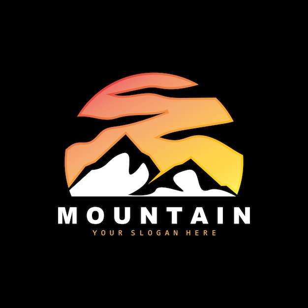 Вектор дизайна горного логотипа для любителей природы Hiker