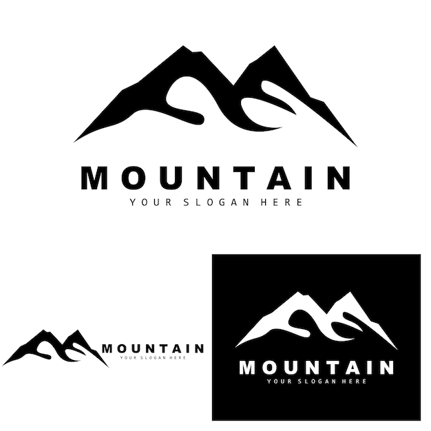 自然愛好家ハイカーのための山のロゴデザインベクトル場所
