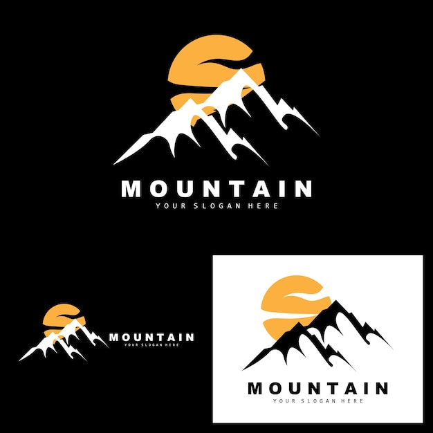 Mountain logo design vector place per gli amanti della natura escursionista