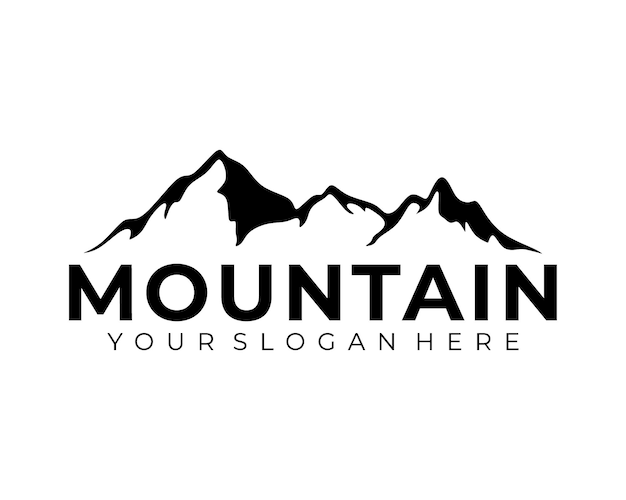 Illustrazione della siluetta di vettore di progettazione di logo della montagna