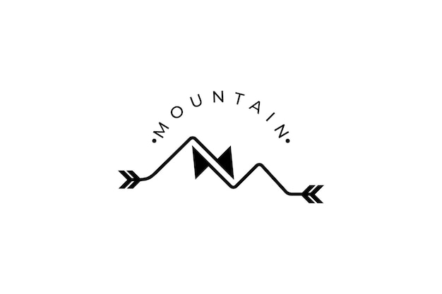 Vector mountain logo design with arrow combination