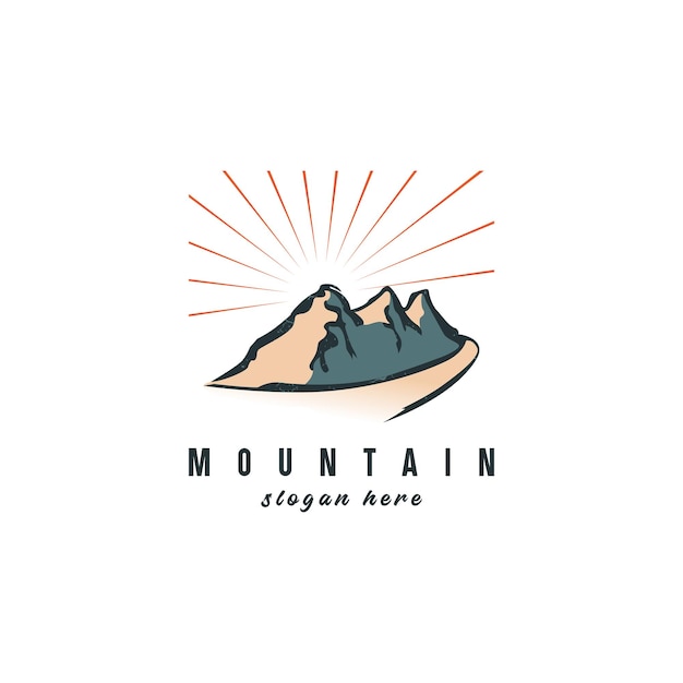 シンプルなスタイルの山のロゴのイラスト