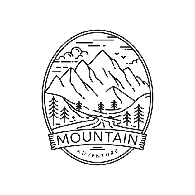 Mountain logo line art style design