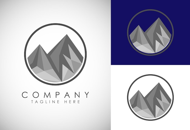 Logo della montagna design del logo del vertice della vetta della montagna icona dell'avventura escursionistica all'aperto illustrazione vettoriale