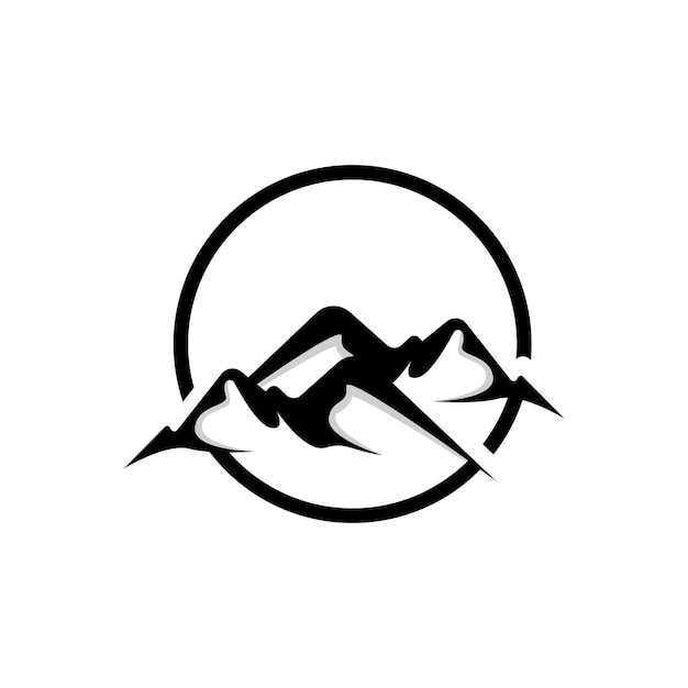 山のロゴ、自然風景ビュー デザイン登山家と冒険テンプレート イラスト