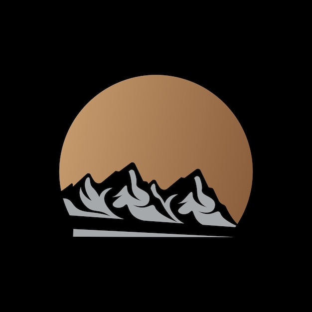 山のロゴ、自然風景ビュー デザイン登山家と冒険テンプレート イラスト