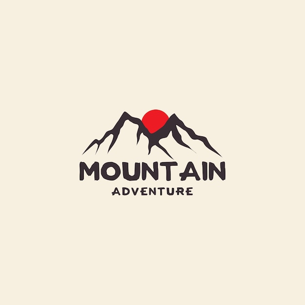 Mountain logo in retro hipster style minimalist design vector