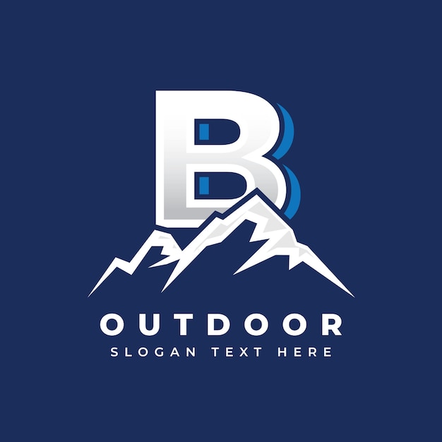 Mountain logo silhouette with letter Mountain illustration outdoor adventure logo template hill