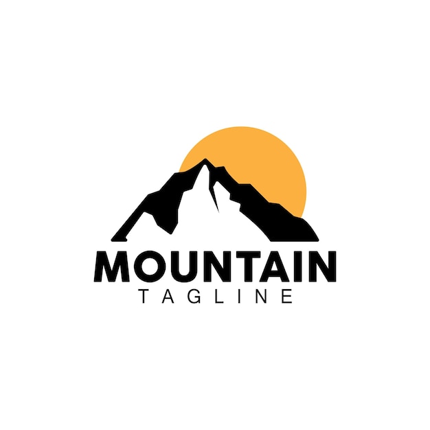 Гора Логотип Простой Силуэт Дизайн Природа Пейзаж Вектор Икона Шаблон Иллюстрации