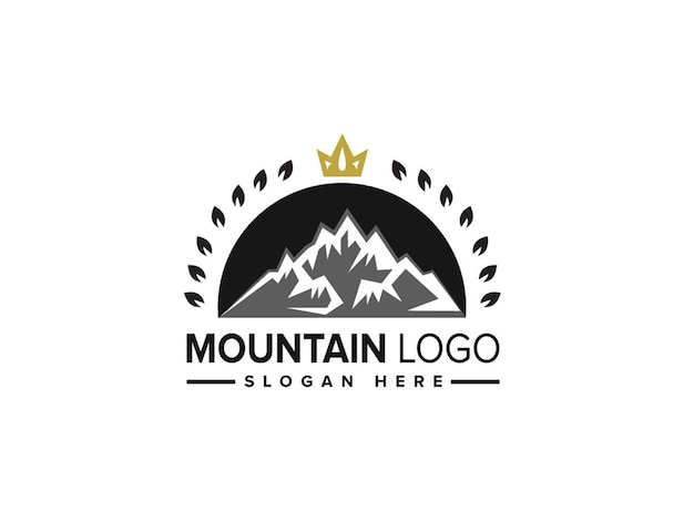 Compilazione di badge vettoriali con logo di montagna