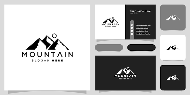 Mountain logo vector design and business card