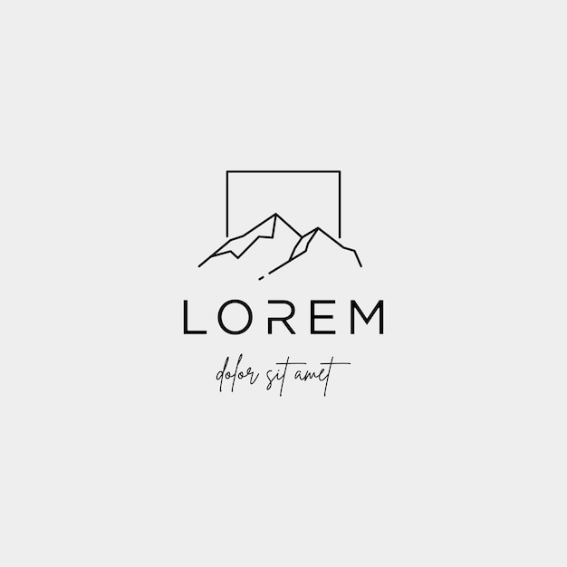 Mountain logo vector line design landscape symbol