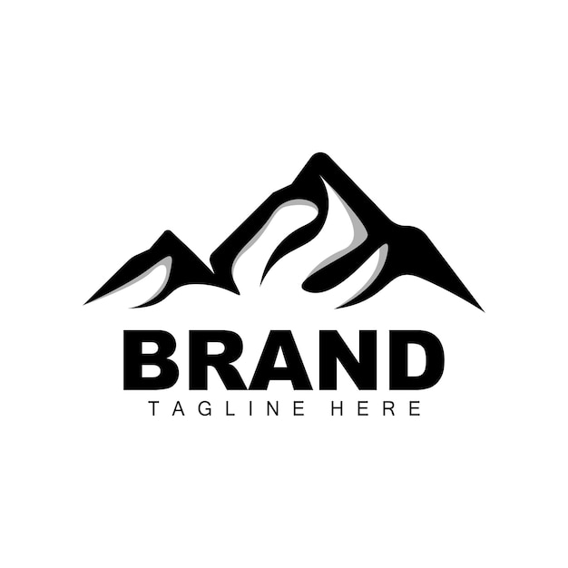 Горный логотип векторный альпинистский дизайн приключений для скалолазания альпинистское снаряжение и бренд с горным логотипом