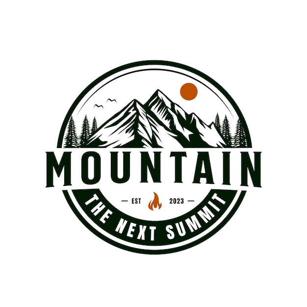 Premium Vector | Mountain logo vector mountain climbing adventure design