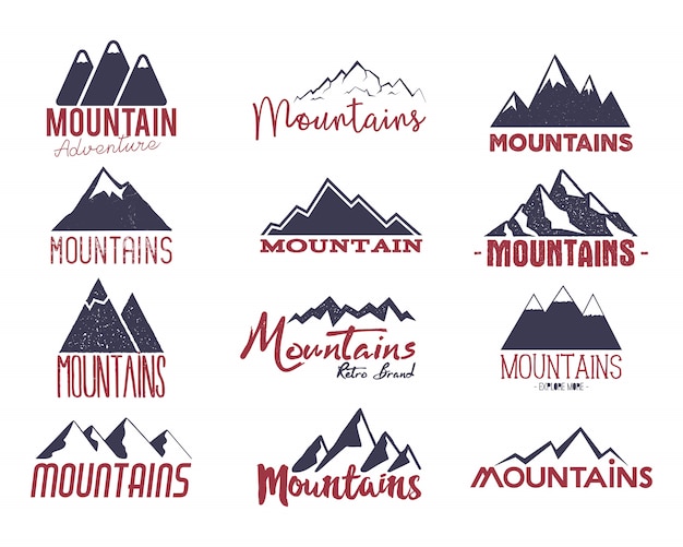 Vector mountain logos emblems set insignias