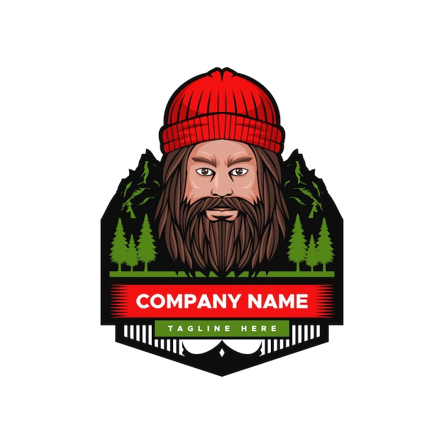 Vector mountain man badge vector illustration