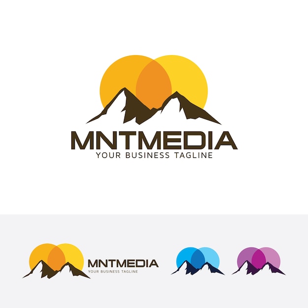 Media di montagna e modello logo all'aperto