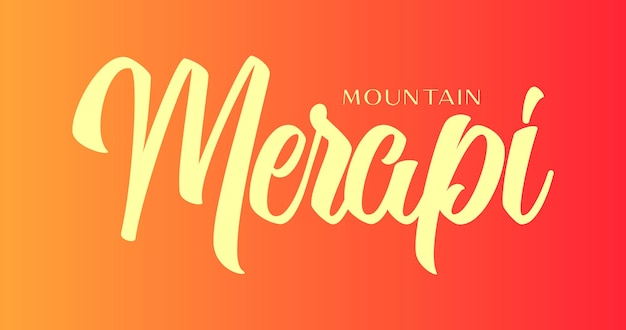 Mountain Merapi Indonesia typography yellow background template