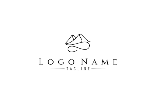 Progettazione del logo lineare minimalista della montagna