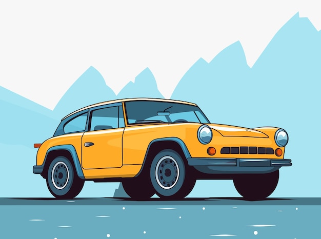 mountain Modern sports car illustration