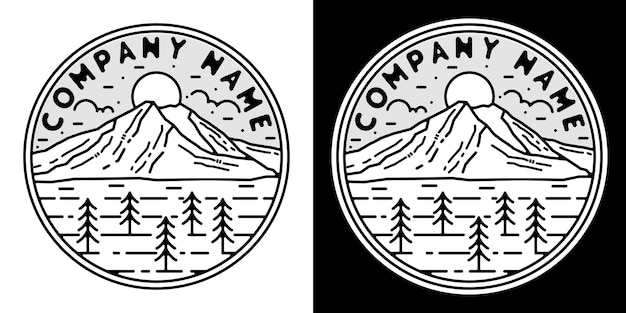 mountain monoline logo vintage outdoor badge design