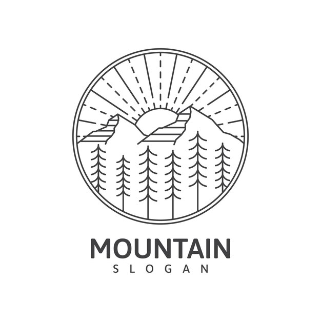 Mountain monoline outdoor nature vector